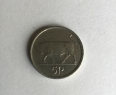 1993 Irish 5 pence coin