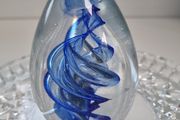 Vintage Blue Swirl Art Glass Ornament / Paperweight