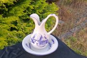 Blue washing bassin set in ceramic