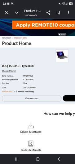 Lenovo Loq 15irx10 Gaming Laptop | Intel I7-13650hx | Rtx 5060 8gb | 16gb Ddr5 | 1tb Ssd | Fhd | Warranty