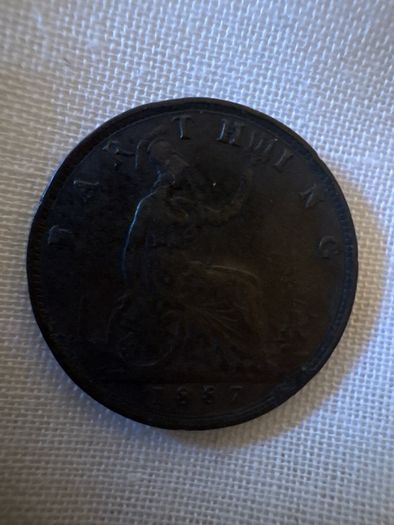 1887 Queen Victoria Farthing Antique British Coin