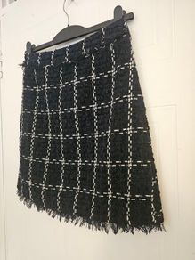 High-waist boucle/tweed Warehouse mini skirt size 8