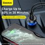Baseus 65W PD/QC4.0 Dual USB Mobile/Tab/Laptop Car Charger with Digital Display (Brand New/Warranty) Image 7