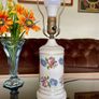 Vintage Decorative Porcelain Blue and Pink Floral Accent Table Lampbase Image 2
