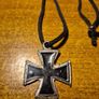 Vintage Iron Cross Black Inlay Pendant Necklace Image 2