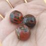 Vintage Lot of 3 Etched Carnelian Agate Unique Pattern Beads Lot Image 2
