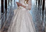 Communion handmade full lace dress with bag & vintage umbrella