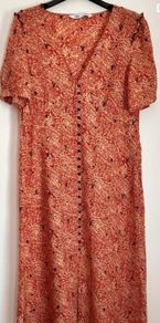 Terracotta, Cream & Black Embroidered Dress by Zara