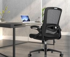 Office Chair Ergonomic Desk Chair, With Adjustable Armrests and Lumbar Support, Height Adjustable, Mesh Computer Chair for Home/Office, Black