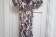 100% Silk wrap dress, silk, brown &amp; cream, 10uk