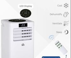 Air Conditioner, Dehumidifier, Cooling Fan with Remote Control, Digital Display, 2 Speeds, 24H Timer, Window Venting Kit