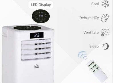 Air Conditioner, Dehumidifier, Cooling Fan with Remote Control, Digital Display, 2 Speeds, 24H Timer, Window Venting Kit