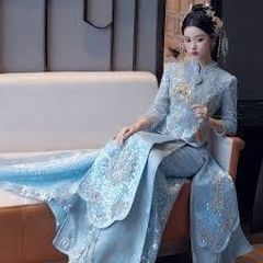 Elegantly Blue Handmade Chinese Dress