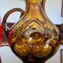 MCM Amber Teardrop Bubble Pattern Glass Water Jug 1960s Image 5