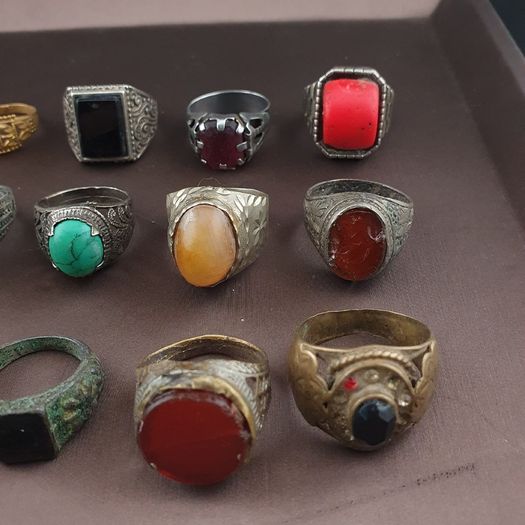 Antique Brass Ring Collection 15 Mixed Vintage Handmade Rings