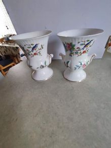 VINTAGE SET OF 2 AT 20.00 e EACH  Aynsley Urn Vase, Pembroke Pattern, Large Two Handled Vase, Birds and Flowers, Collectible Aynsley, English Fine Bone China