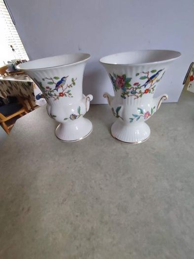 VINTAGE SET OF 2 AT 20.00 e EACH  Aynsley Urn Vase, Pembroke Pattern, Large Two Handled Vase, Birds and Flowers, Collectible Aynsley, English Fine Bone China