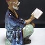 SALE!  Vintage Chinese Glazed Shiwan Mudman figurine - Scholar Reading Image 3