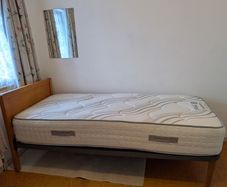 1967 Vono Vintage Single Bed. Original Sprung Base & Wooden Headboard