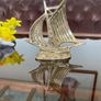 Mid Century Modern Vintage Brass Sloop Ship Paperweight Image 8