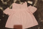 girls pink gingham top