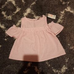 girls pink gingham top