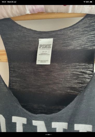 slerpwear Victoria secrets pink black sleepwear vest top size small