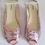 DESTRA Pink Sequin Embellished Peep Toe Slingback Flat Sandals UK3 EU36 BNIB CAN POST Image 5