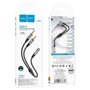Hoco UPA21 Nylon Braid AUX Audio Cable Female to 2 x 3.5mm Male