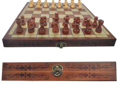 NEW SALE | Folding Wooden Chess Set Lightweight Handcrafted Chess Game Board Set with Storage Slots