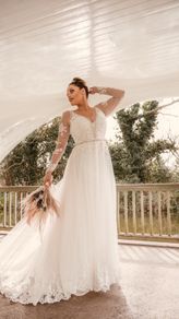 Ronald Joyce Nina Wedding Dress + Custom Cathedral Veil