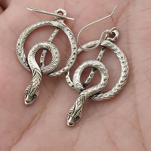 Vintage Snake Brass Earrings Long Dangle Statement Jewelry for Boho & Tribal Style