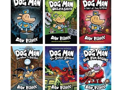 Children's Books - 5 Brand New Dog Man Paperback Books - Great Gift - 1 Used Condition