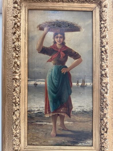 Pair of 19th C. Italian Oil Paintings by Ernesto Jolli - In Original F.G. Davis Belfast Frames
