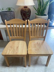 As New - 2 x Very Solid Wooden Kitchen Dining Chairs - Can Deliver