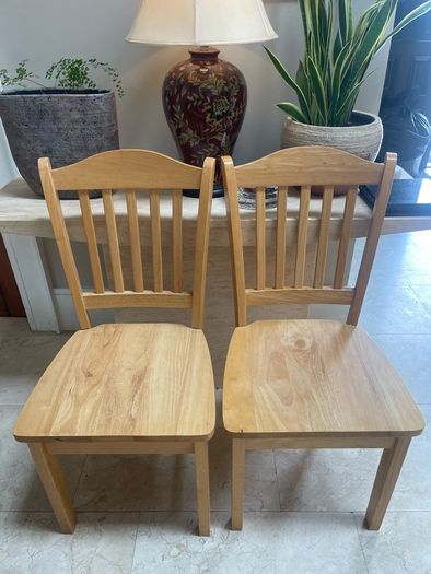 As New - 2 x Very Solid Wooden Kitchen Dining Chairs - Can Deliver