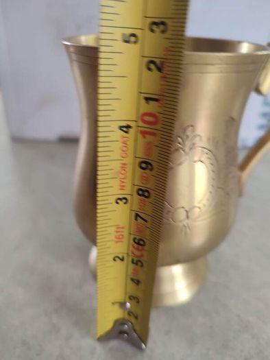 Vintage Engraved Brass Metal Cup Mug Wine Glass Made in India