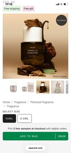 New PHLUR Vanilla Canyon Eau De Parfum 50ml
