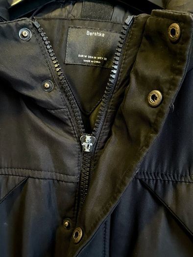 Bershka Black Hooded Coat Size M