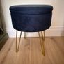 Navy stool with storage and tray Image 2