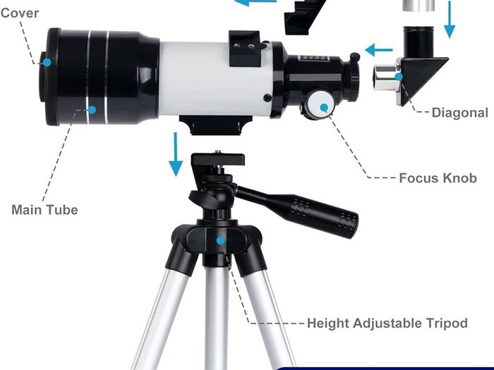 Telescope for Kids & Adults, 70mm Portable Beginner Telescopes with 3 Eyepieces, Height Adjustable Tripod & Phone Adapter