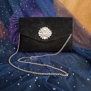 Black clutch with silver details