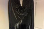 Magna black fringe wet look cover up jacket size UK20 EU 48 Postage included