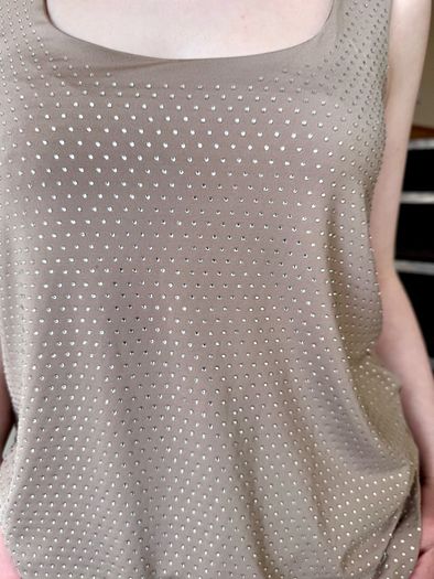 River Island Beige Rhinestone Top - UK 6 Fits UK 8