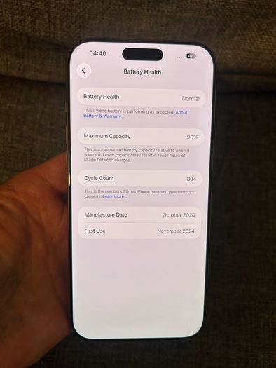 iPhone 16 pro max desert titanium 256gb unlocked, 93% battery health
