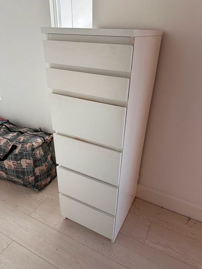 IKEA MALM Tallboy. 6-Drawer chest of drawers. White