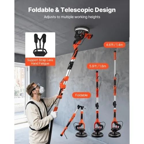 Drywall Sander, 1150W Electric Drywall Sander, Popcorn Ceiling Removal Tool with Vacuum Dust Collection, 5 Variable Speed 800-1700 RPM, LED Light,