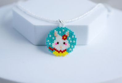Cute Handmade Beaded Rabbit Necklace