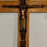 Large Antique oak and brass crucifix 27 inches by 15 inches Image 2