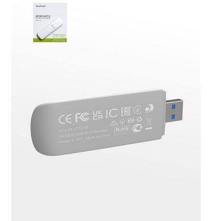 BrosTrend 1800Mbps USB WiFi 6 Dongle, AX1800 USB WiFi Adapter, Dual Band